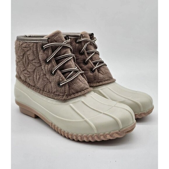 Magellan Women's Boots Size 7 M Beige Quilted Duck Boot Rubber Winter Waterproof - Picture 1 of 10